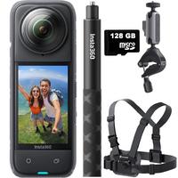 Insta360 X4 + 114cm Selfie Stick + 128GB MicroSDXC + Bike Bundle